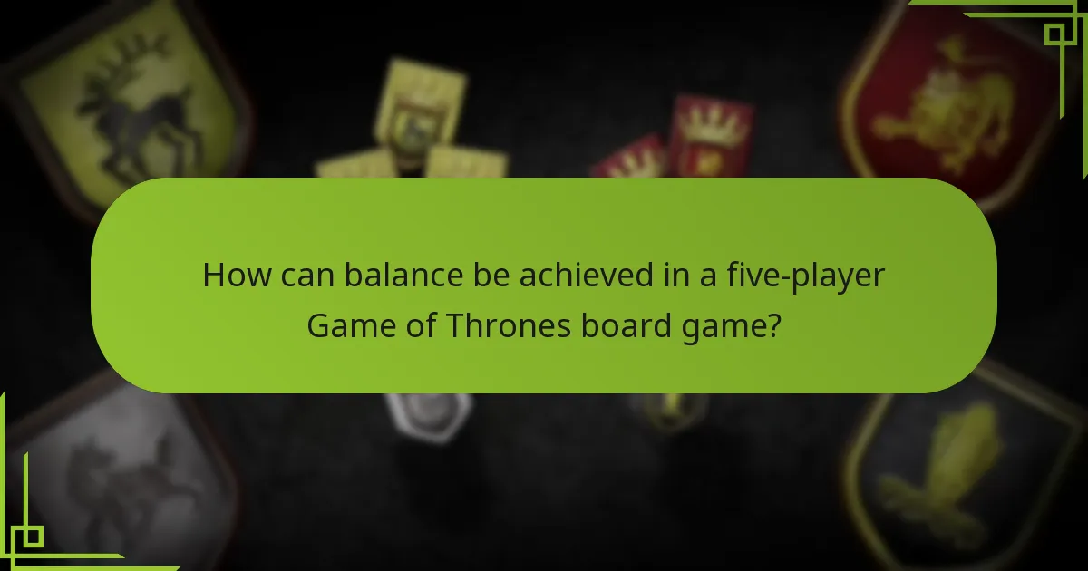How can balance be achieved in a five-player Game of Thrones board game?