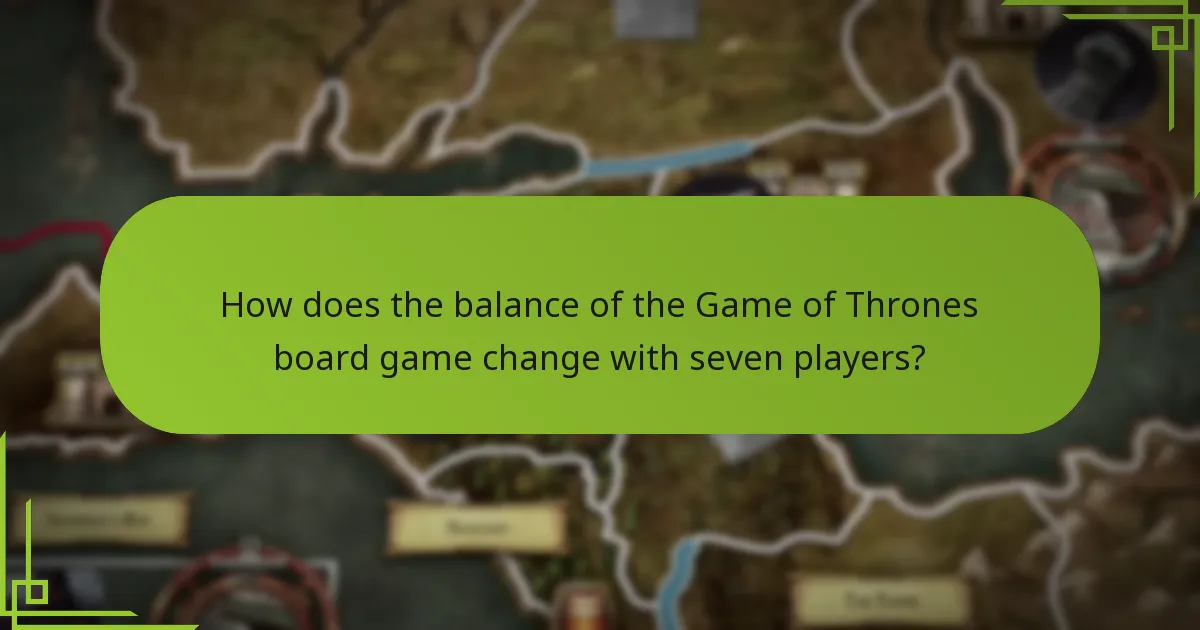 How does the balance of the Game of Thrones board game change with seven players?