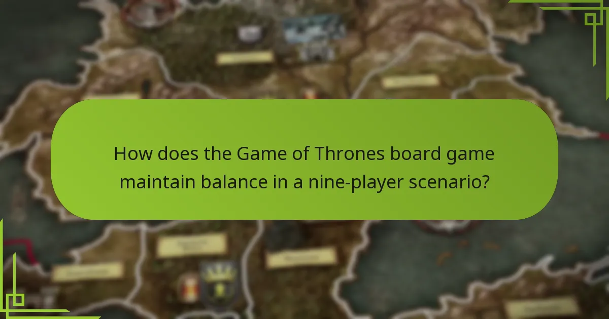 How does the Game of Thrones board game maintain balance in a nine-player scenario?